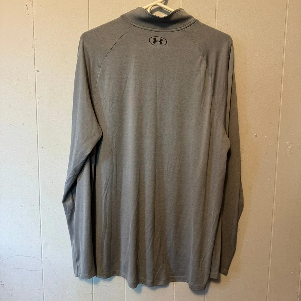 Under Armour Mens Gray HeatGear Quarter‎ Zip Pullover Long Sleeve Shirt XL